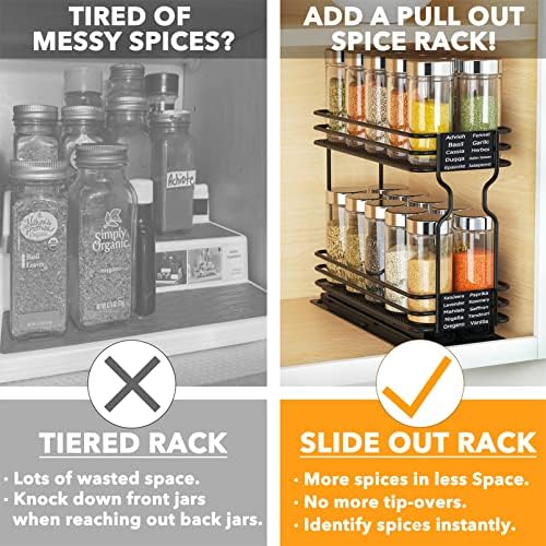 SpaceAid Pull Out Spice Rack Organizer for Cabinet, Heavy Duty Slide