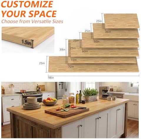 Unfinished Birch Butcher Block Countertop, 25" x 36" x 1.5"