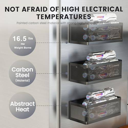 1 Pcs Magnetic Shelf For Fridge, Black, 11''L*4.9''W*3.9''H
