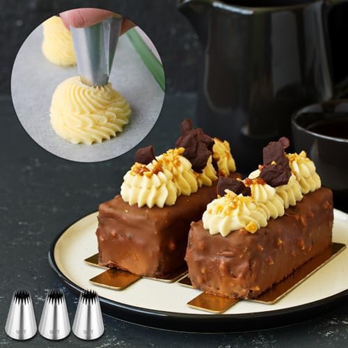 Kasmoire 3Pcs Churro Piping Bags and Tips Set,Stainless Steel 9FT