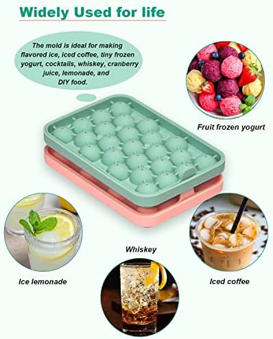 Silicone Ice Cube Molds 2 Pack, Round Ice Cube Tray Silicone with Lid