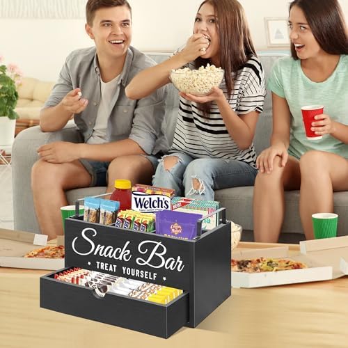 Snack Organizer for Countertop, 4-Compartment, Wood