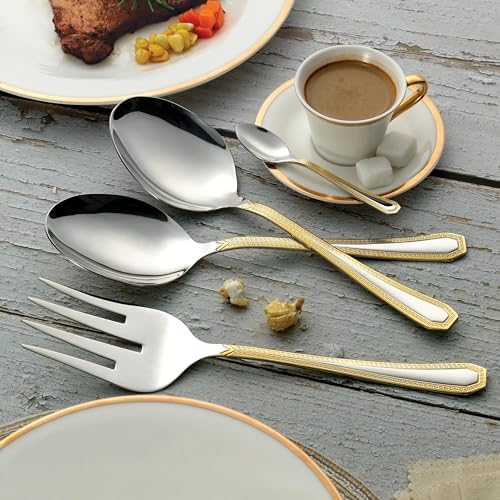 75-Pc Luxury Flatware Set for 12 w/Storage Case 24K Gold Premium