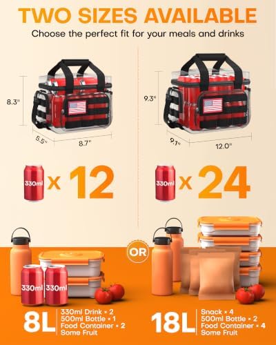 HOTOR Lunch Box Men Women Tactical Insulated Lunch Bag Black 8L