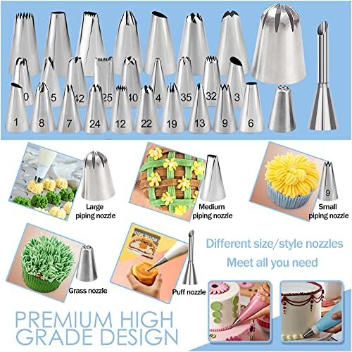 Makmeng Piping Bags and Tips Set - 50Pcs Cake Decorating Supplies Kit