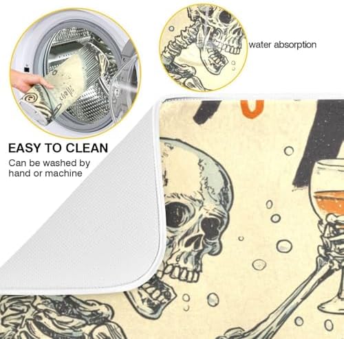 OTVEE Skeleton’s Bath and Wine Dish Drying Mat for Kitchen Counter