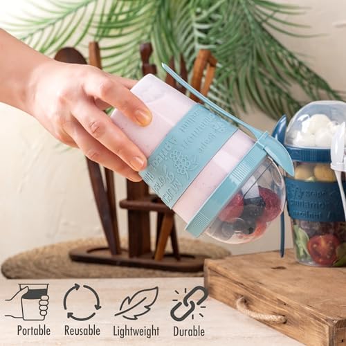 Hakan Overnight Oats Containers with Lid & Spoons, 4 Pack - 20 oz