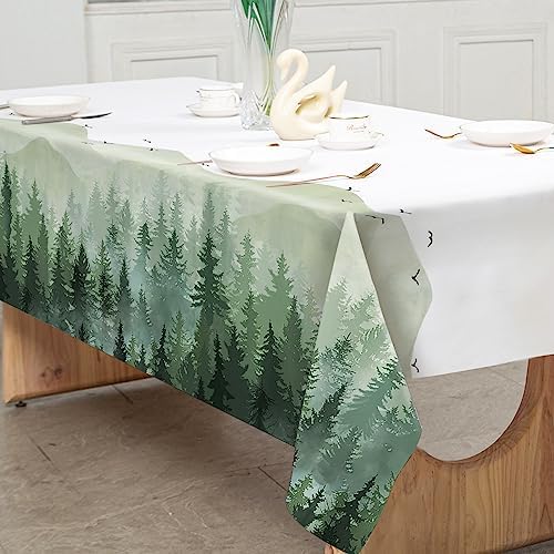 AnyDesign Greenery Forest Tablecloth Rectangle Watercolor Woodland