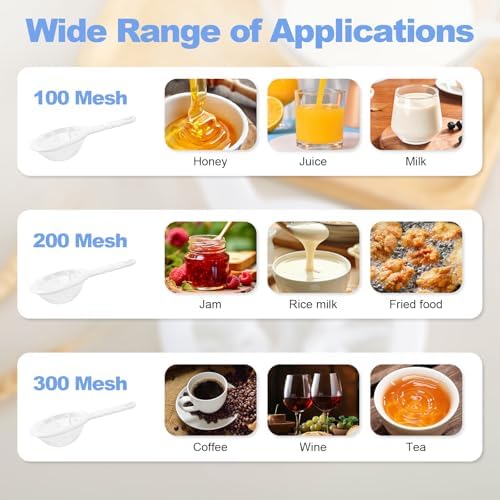 3 PCS Ultra-Fine Nylon Mesh Strainer - 100/200/300 Mesh Plastic Sieve