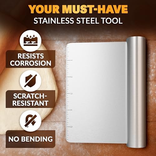 Stainless Steel Bench Scraper, 5.8" x 4.5", Measurement Marks