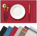 Red Placemats Set of 4, 12x18 Inch Faux Linen Table Mats