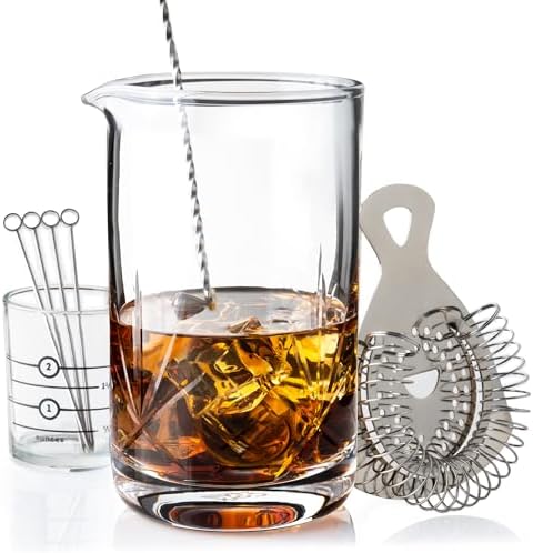 Cork & Mill Cocktail Mixing Glass Set, 24 oz Crystal Bar Tool Kit