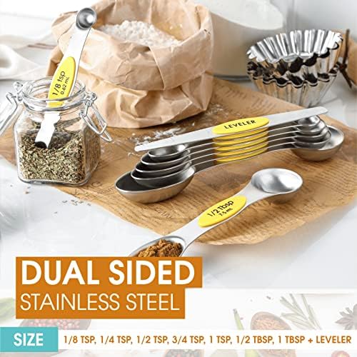 Spring Chef Dual Sided Magnetic Measuring Spoons, Set of 8 & Stainless