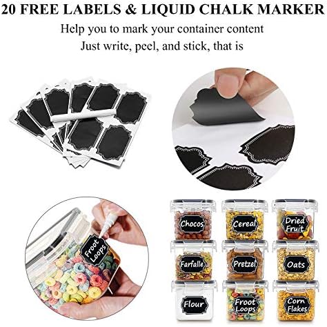 Wildone Airtight Food Storage Containers with Lids 0.8L, 16PCS, Black