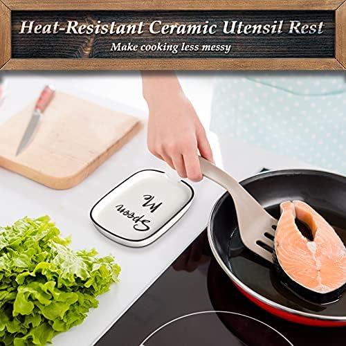 Ceramic Spoon Rest for Stove Top, Large Spoon Holder for Kitchen