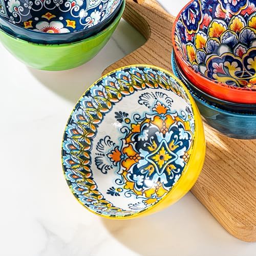 HENXFEN LEAD Ceramic Snack, Dessert Bowls Set of 6-12 Oz Colorful