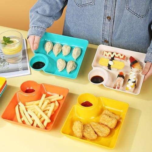 4 Pcs Chips and Salsa Serving Dish Plates, Veggie Platter Dipping