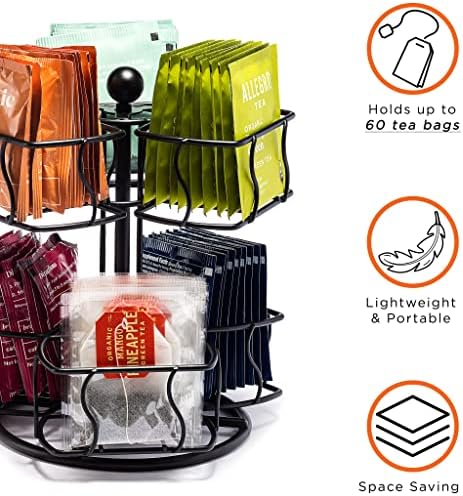 Sorbus Tea Bag Organizer, 2-Tier Spinning Carousel for 60 Tea Bags