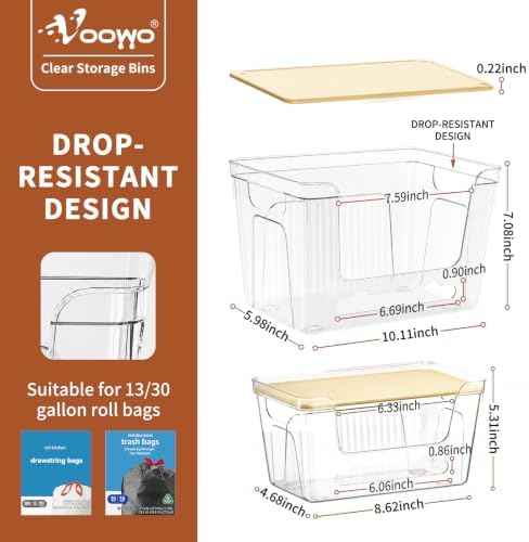 VOOWO Trash Bag Holder, 2 Pack Clear Trash Bag Dispenser with Plastic