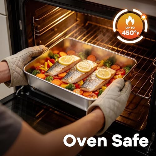 LIANYU 9 x 9 Square Baking Pan with Lid, 2 Pack Stainless Steel Cake
