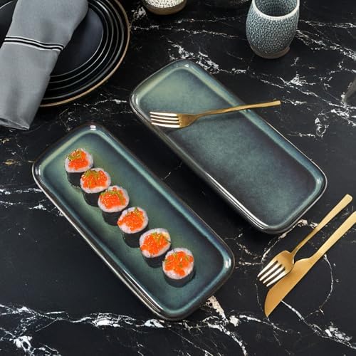 Ceramic Rectangular Plates, Large Cookie Trays, Set of 4