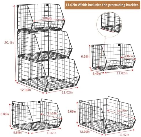 3-Tier Stackable Wire Baskets for Counter