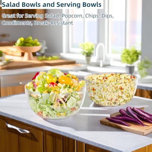 Large Acrylic Salad Bowls and Serving Bowls, Great for Serving Salad