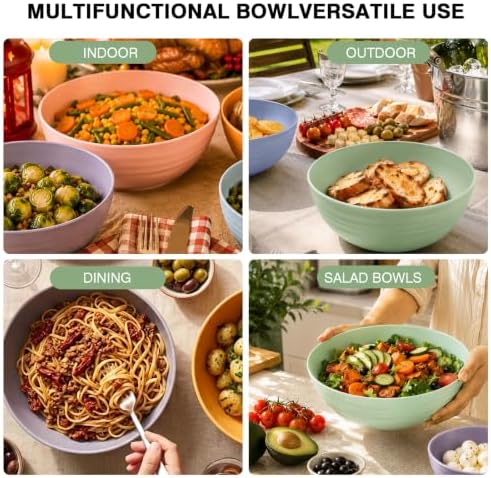 Greentainer Unbreakable Large Salad Bowls, 76 oz Plastic Serving Bowl