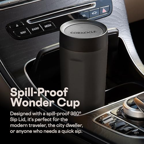 Corkcicle Commuter Cup 17 oz Travel Mug with 360° Sip Lid, Matte Black