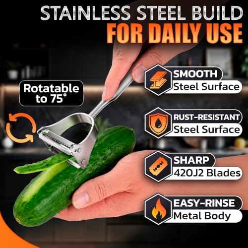 Stainless Steel Vegetable Peeler, 2-in-1 Peeler and Julienne Shredder