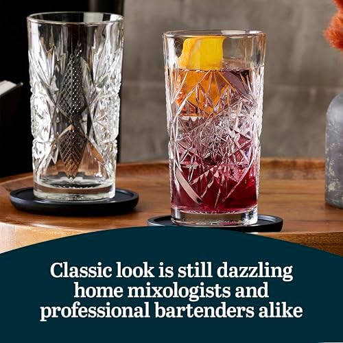 Libbey Hobstar Cooler Cut Glass Drinking Glasses Set of 4
