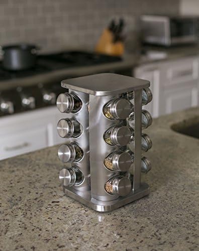 INTERNET'S BEST Revolving Spice Rack - Seasoning Storage with 16 Jars