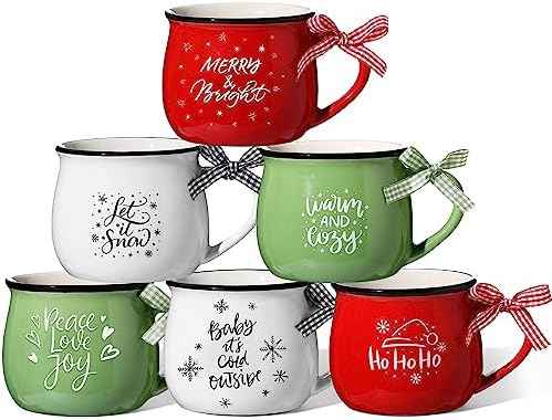 Sawysine 6 Set Christmas Coffee Mugs, Holiday Gift