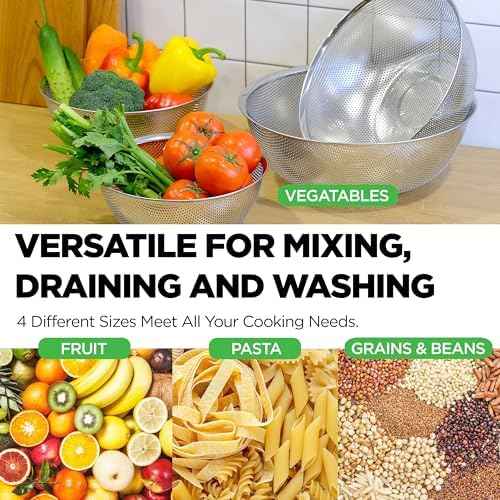 Stainless Steel Colander Set of 4, 3.5-9.5 Qt