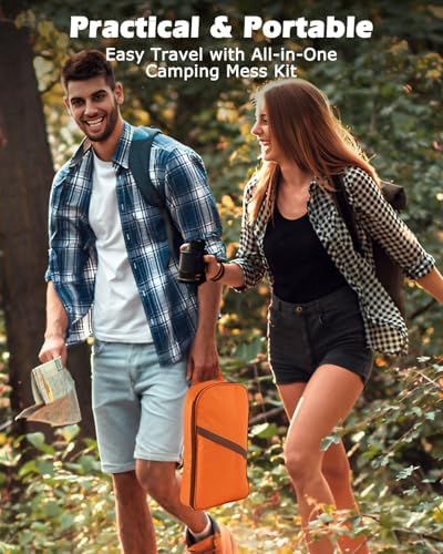 Hozzen Stainless Steel and Silicone Camping Cooking Utensil Set
