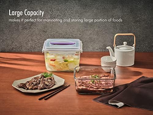 GLASSLOCK 61 Oz Glass Food Storage set of 2 – Large Capacity, Airtight