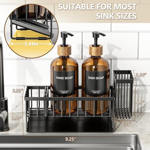 Cisily Dish Soap Dispenser Set, 2-Pack 16.9oz Glass Bottles