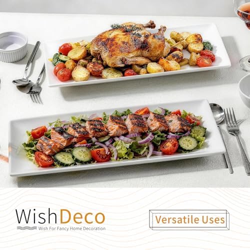 WishDeco Large Serving Platter Set of 2, Long Ceramic Serving Tray