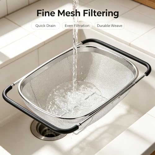 ZDRongZhen Kitchen Accessories Over the Sink Colander Strainer