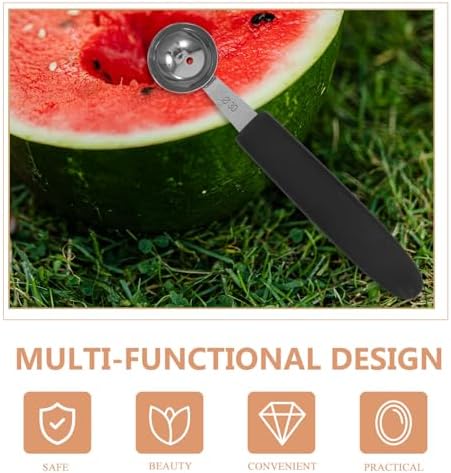 4pcs Stainless Steel Fruit Scoop Set with 4 Sizes Black Handles