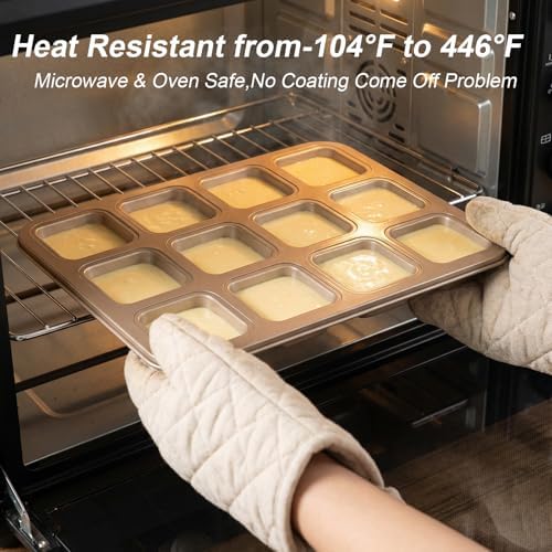 3 Pcs Brownie Pan with Dividers, 12 Cavity Square Non-Stick All Edges