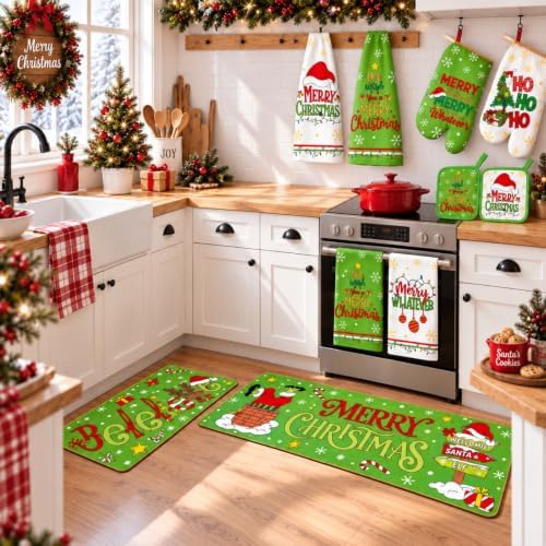 HunnmingRe 10 Pcs Lime Green Red Christmas Kitchen Decor Accessories