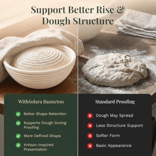 Sourdough Starter Kit, 9" Round Banneton Bread Proofing Basket Set