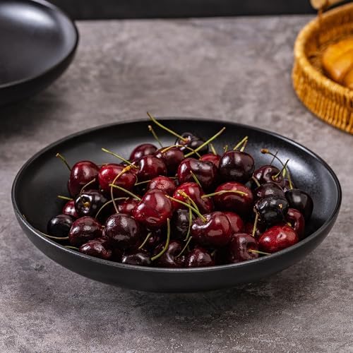 Ceramic Serving Bowls with Wooden Spoons Set of 2, Large Serving Bowl