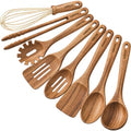 CAROTE Wooden Utensil Set, 8-Piece Acacia Wood Cooking Utensils