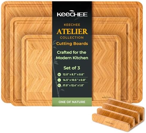 Keechee Bamboo Cutting Board, Reversible Wood Cutting Boards for