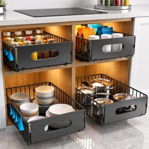 2 Pack Pull Out Cabinet Organizer,Heavy Duty 9.7"Wx15.2"D Slide Out