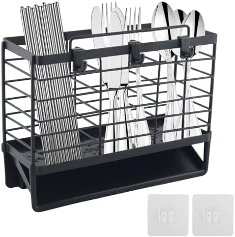 Utensil Holder, Kitchen Utensil Drying Rack, 3-Compartment Sink Caddy