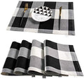 Buffalo Plaid Placemats, 12"x18", Pack of 4, Black and White