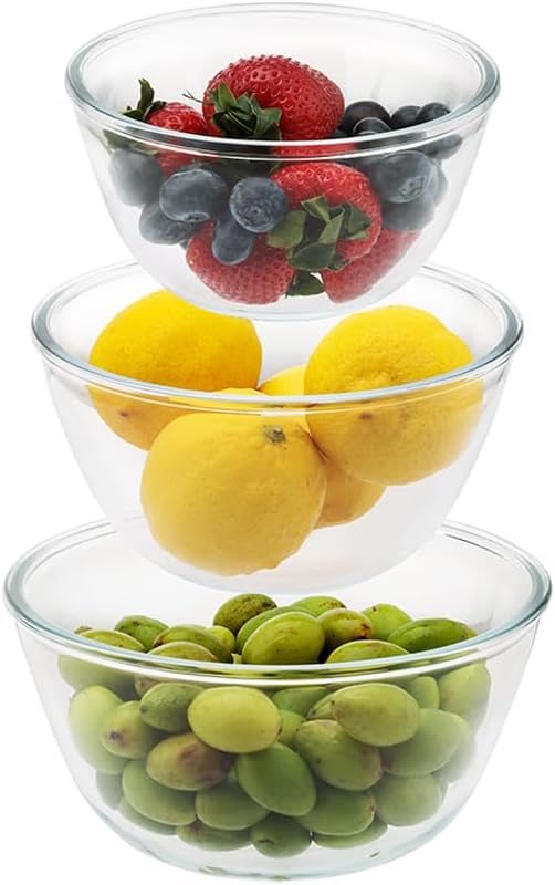 Cuiselect 3pc Glass Mixing Bowls Sets, Nesting Mixing Bowls by Cuiselect